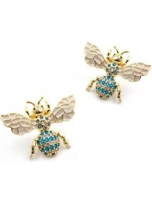 Die Grup Taşlı Arı Küpe - Mavi