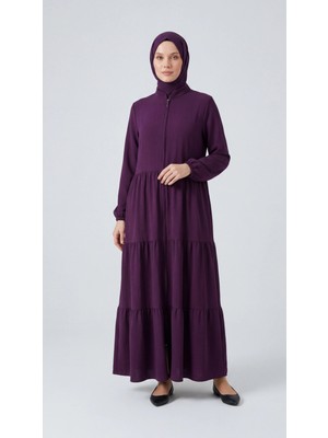 Nevayla Moda Kat Katlı Ferace - Mürdüm / F0147
