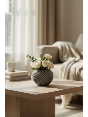 Bonjorno Aksesuar Minimal Spiral Desenli Biblo Vazo 9 cm Dekoratif Modern Masa Üstü Obje