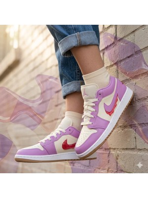 Nike Air Jordan 1 Low Se Gs Peanut Butter & Jelly Mor Spor Ayakkabı | HJ5961-500