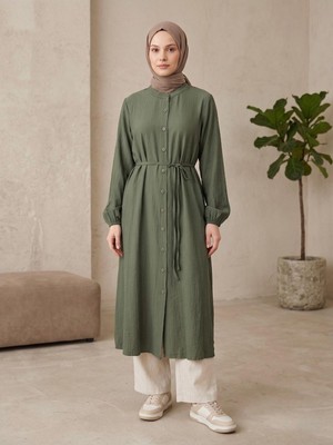 Miostil Hakim Yaka Uzun Tunik-Haki