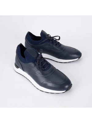 Trust Shoes D546T Erkek Sneaker Spor Ayakkabı, Hakiki Deri & Knit Üst, Eva Taban Günlük Kullanım