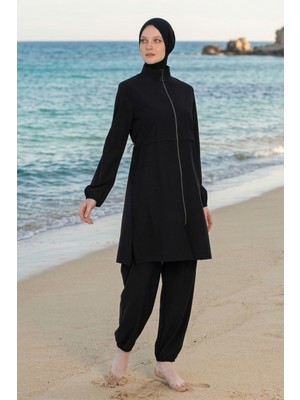 Haliç Mayo Spor Likra Tam Kapalı Tesettür Mayo 6056 Siyah