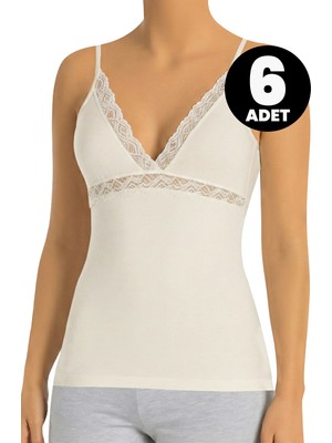 Öts 6'lı Kadın Atlet Dantelli (%96 Pamuk - %4 Elastan)