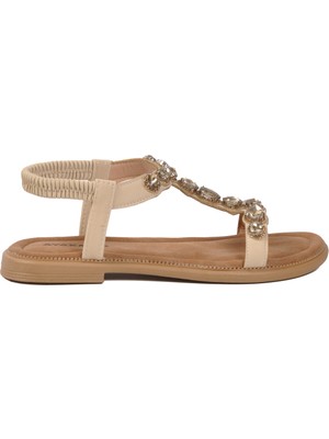 Ayakmod Bej Comfortsole Taban Kadın Sandalet 358165 Z