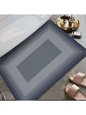 PremiumPort 2'li Kaymaz Tabanlı Su Emici Banyo ve Mutfak Paspası 58X38 Cm, Siyah Gri