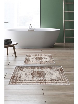 PremiumPort Kaymaz Taban Dijital Banyo Takımı - Alanur Trend, Kahve Renk