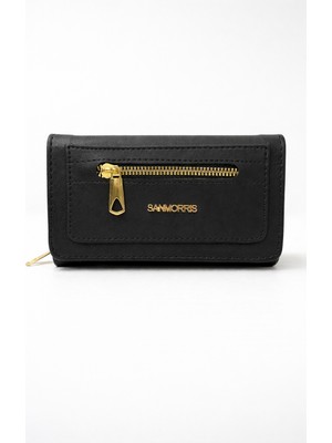 Sanmorris Kadın Çok Bölmeli Kartlıklı ve Fermuarlı Bozuk Para Alanlı Cüzdan