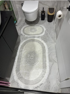 PremiumPort Yumuşak Dokulu, Su Emici ve Kaymaz 2'li Banyo Paspas Takımı