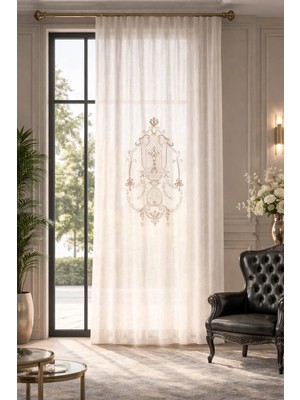 Keken Görünümlü Süzene Nakışlı Panel Perde 9145-02-392