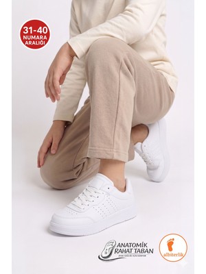 Albishoes Unisex Kız Erkek Çocuk Yetişkin Bağcıklı Yumuşak Rahat Esnek Taban Sneaker Spor Ayakkabı