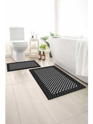 PremiumPort Yumuşak ve Kaymaz 2'li Banyo Paspası, Yıkanabilir, 60X100 ve 50X60 Ölçü