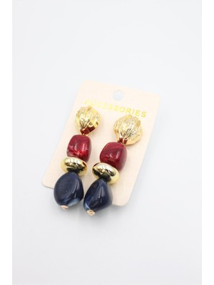 Die Grup Boncuklu Küpe - Bordo