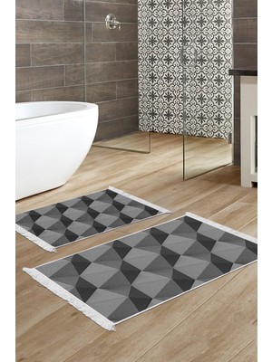 PremiumPort Kaymaz Taban Djt Klozet Takımı Toprak Saçaklı Geometrik Gri