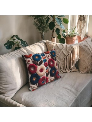 Özdağ Home Concept Kabartma Nakış Desenli Dekoratif Kırlent Kılıfı 2’li Set – Bohem & Modern Stil (45X45 Cm)