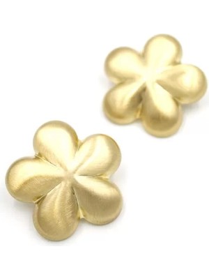 Die Grup Metal Çiçek Küpe - Altın