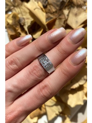 Spossy Silver Jewelry  925 Ayar Gümüş Silver Kaplamalı Kare Taşlı Eklem/Serçe Parmak Yüzüğü SPY1167