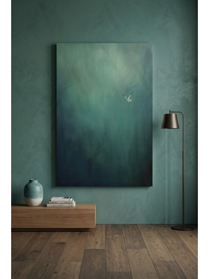 Artease Minimal Zeytin Yeşili Kuş Kanvas Tablo