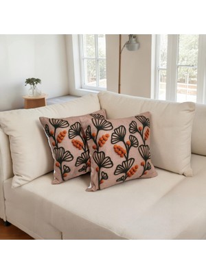 Özdağ Home Concept Minimal Kabartma Desenli Dekoratif Kırlent Kılıfı 2’li Set – Modern & Bohem Stil (45X45 Cm)