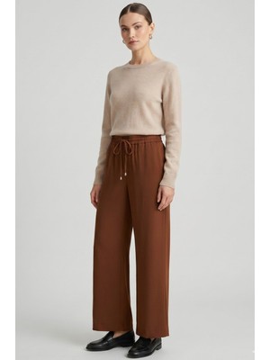 Norshen Taba Kadın Belden Lastikli - Bol Paça Pantolon