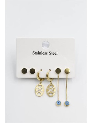 Die Grup Çoklu Nazar Küpe - Altın