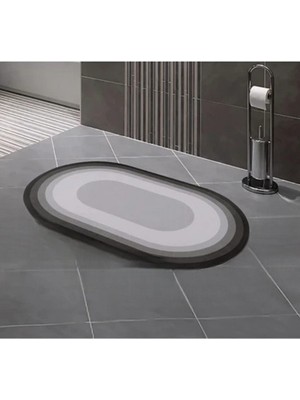 PremiumPort Iki Adet Oval Sihirli Su Emici Banyo Paspası, Kaymaz Tabanlı 38X58 cm