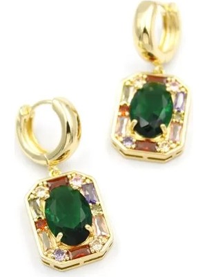 Die Grup Taşlı Küpe - Yeşil