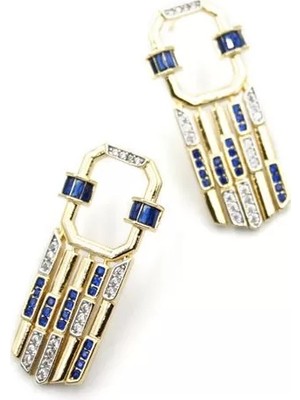 Die Grup Taşlı Küpe - Mavi