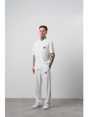 Respire Erkek Not Today Yazılı T-Shirt Pantolon Takım Ekru