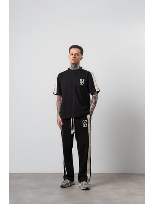 Respire Erkek 07 Şerit Detaylı Regular Fit Eşofman Takımı Siyah