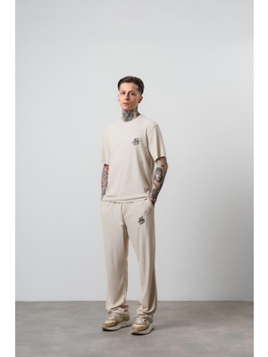 Respire Erkek Not Today Yazılı T-Shirt Pantolon Takım Bej