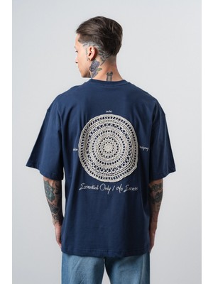 Respire Erkek Essential Nakış Detaylı Oversize T-Shirt Lacivert