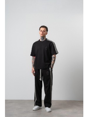 Respire Erkek Şerit Detaylı Regular Fit Eşofman Takımı Siyah