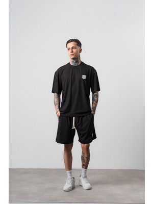 Respire Erkek Route 07 Arma Detaylı Regular Fit T-Shirt Şort Takım Siyah
