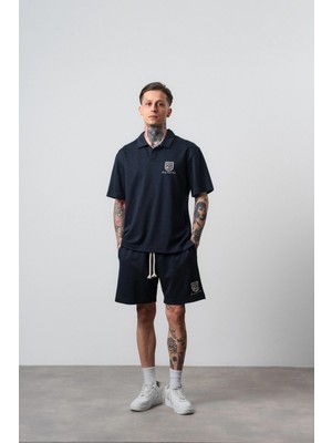 Respire Erkek Rocket Club Yazılı Regular Fit T-Shirt Şort Takım Lacivert