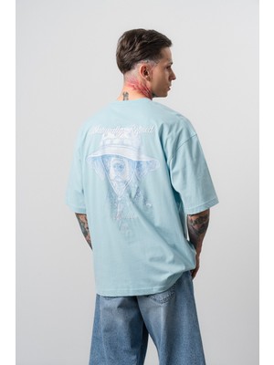 Respire Erkek Refined Baskılı Oversize T-Shirt Bebe Mavi