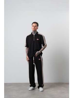 Respire Erkek Champ Şerit Detaylı Regular Fit Eşofman Takımı Siyah