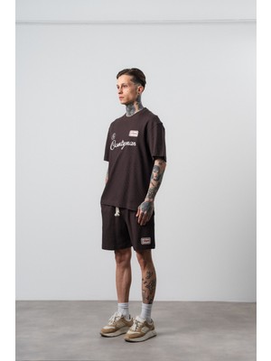 Respire Erkek Countryman Nakışlı Regular Fit T-Shirt Şort Takım Kahve