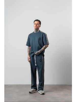 Respire Erkek Şerit Detaylı Regular Fit Eşofman Takımı Petrol