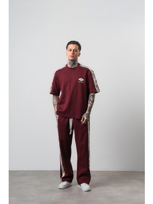 Respire Erkek Ffb Şerit Detaylı Regular Fit Eşofman Takımı Bordo