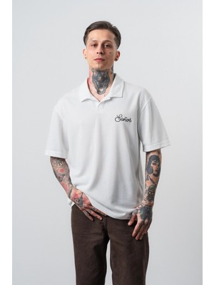 Respire Erkek Senor Yazılı Polo Yaka Regular Fit T-Shirt Ekru