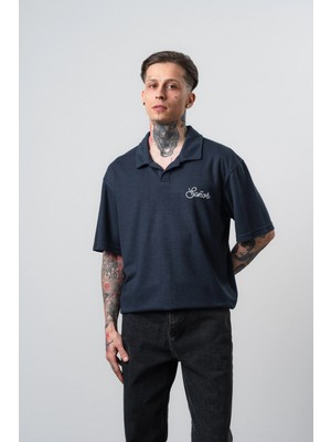 Respire Erkek Senor Yazılı Polo Yaka Regular Fit T-Shirt Lacivert