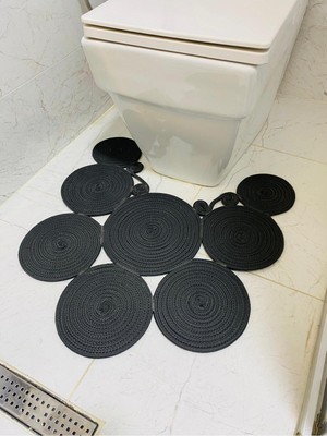 PremiumPort Doğal Jüt ve Hasır Çift Taraflı Banyo ve Klozet Paspası