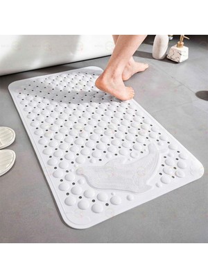 PremiumPort Balık Desenli Silikon Banyo Paspası, Kaydırmaz, Vantuzlu 35X68 cm