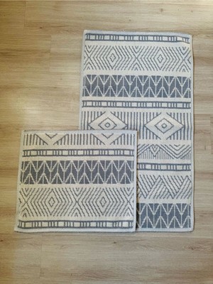 PremiumPort Doğal Pamuk 2'li Banyo Paspas Seti, Kaymaz Taban, Makinede Yıkanabilir