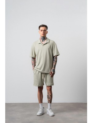 Erkek Respire Relined Yazılı Regular Fit T-Shirt Şort Takım Mint