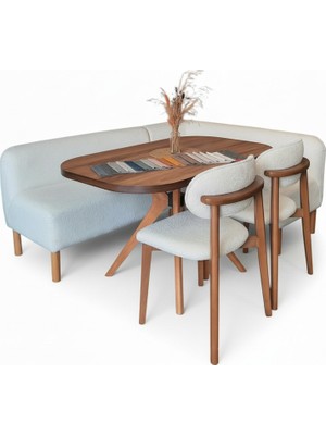 Dekorew Bohem-3-Mutfak Köşe Koltuk,masa ve Sandalye Takımı (Ekbank)