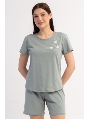 Vienetta Pamuklu Kadın Kısa Kol Şortlu Pijama Takım, 601050