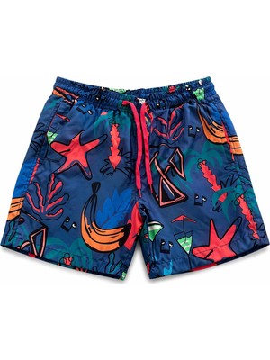 Vovido Erkek Çocuk Desenli Deniz Şortu – Hızlı Kuruyan  Bağcıklı Yazlık Plaj Şortu 26998K