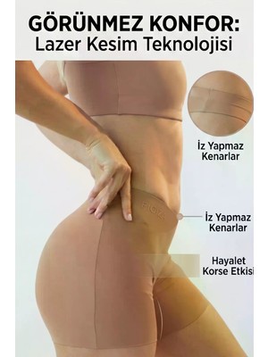 Figiza Lazer Kesim Dikişsiz Boxer Korse Iz Yapmaz Göbek Bel Basen Toparlayıcı Kadın Şort Boxer Korse